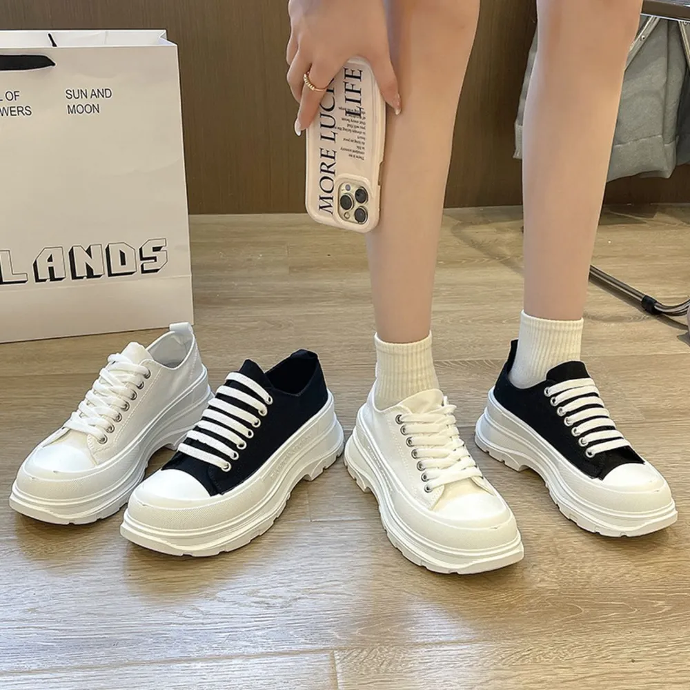 Lace Up Round Toe Platform Sneakers, image 3
