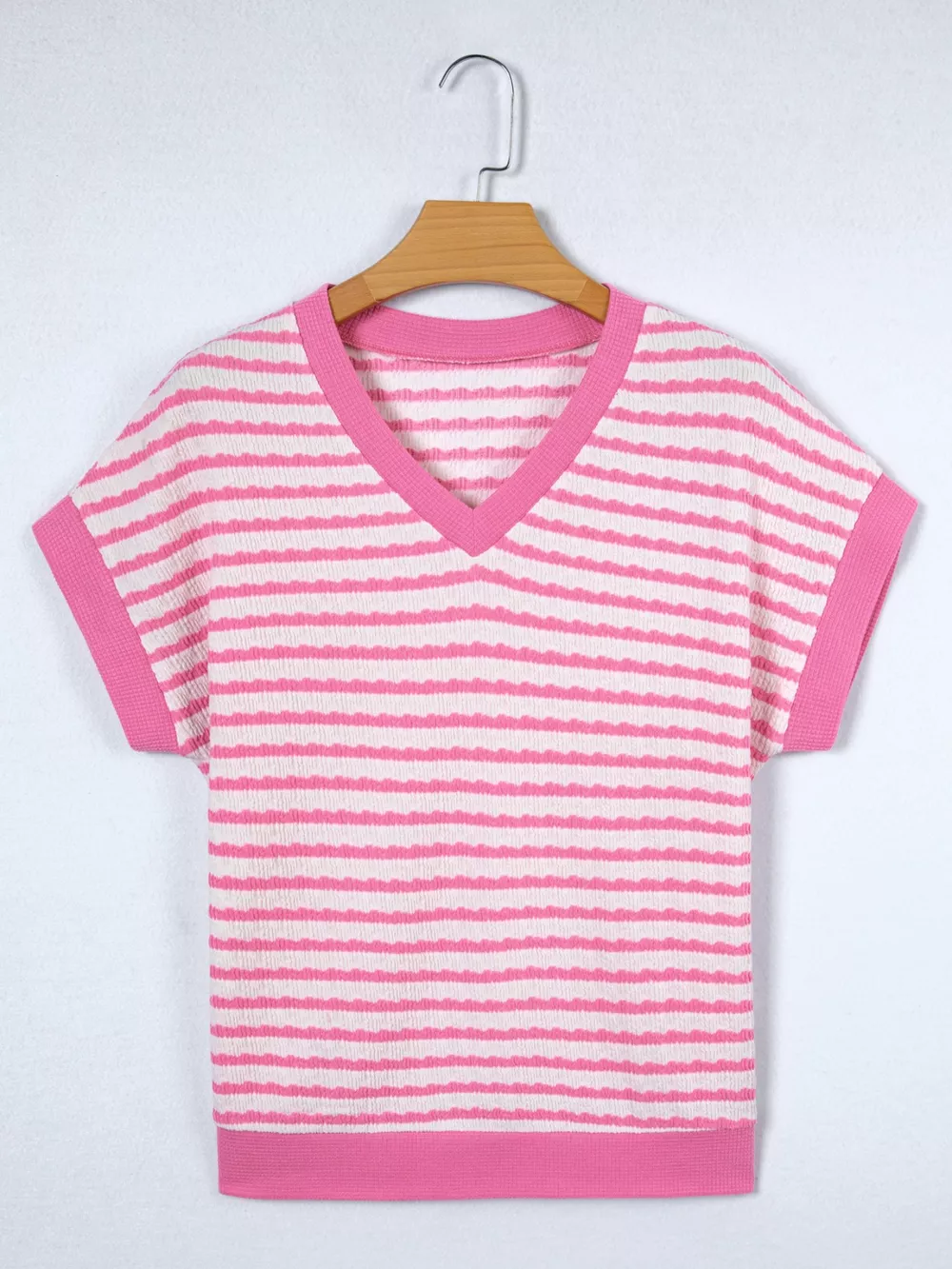 Striped V-Neck Casual T-Shirt, image 4