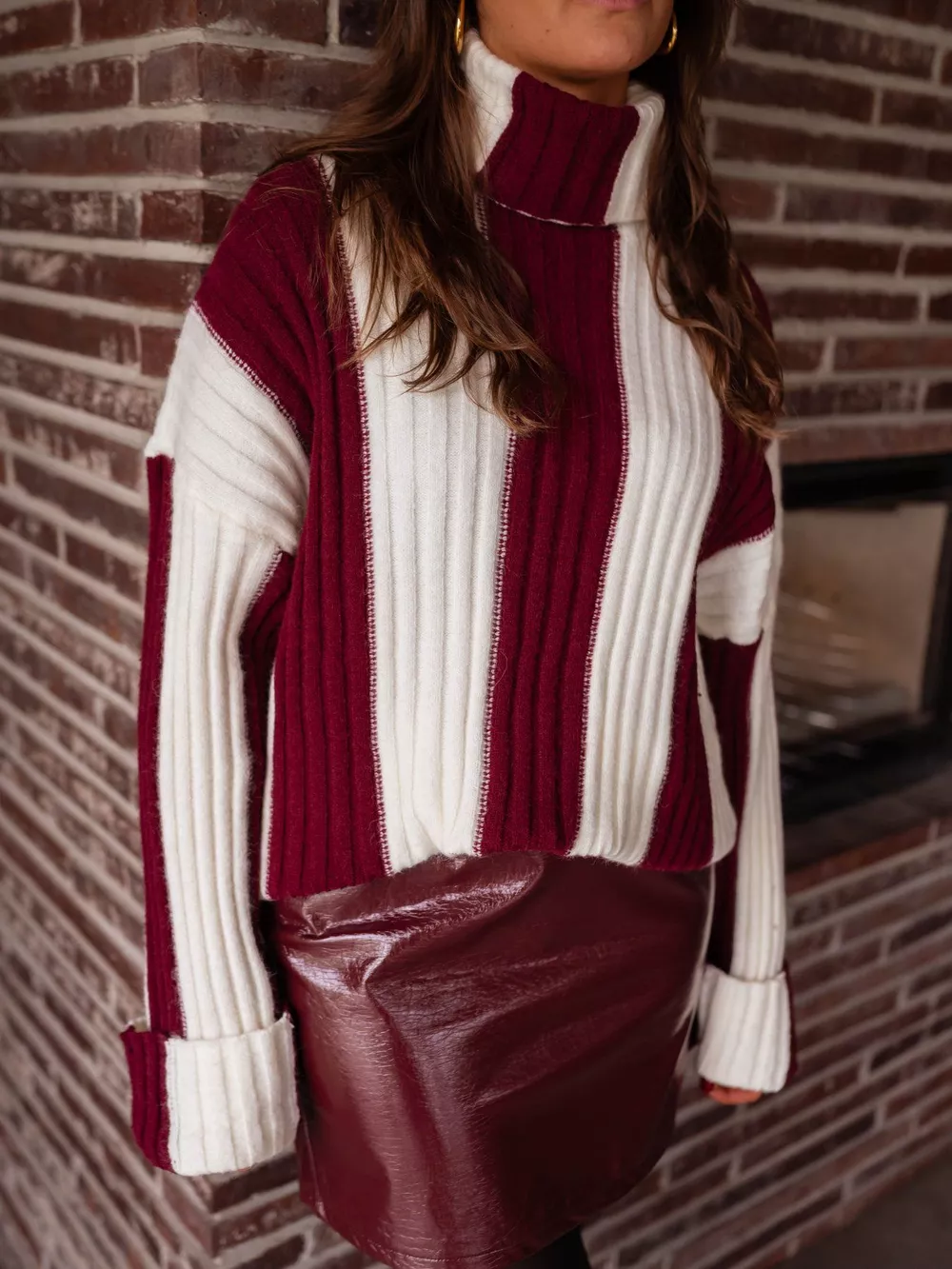 Color Block Ribbed Turtleneck Sweater, image 8