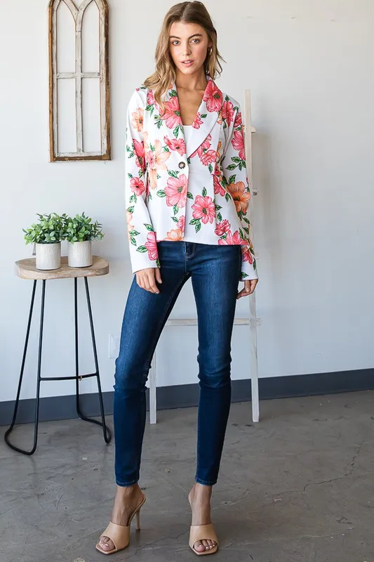 Full Size Multi Color Floral Blazers with Tunic Plus Size, image 5