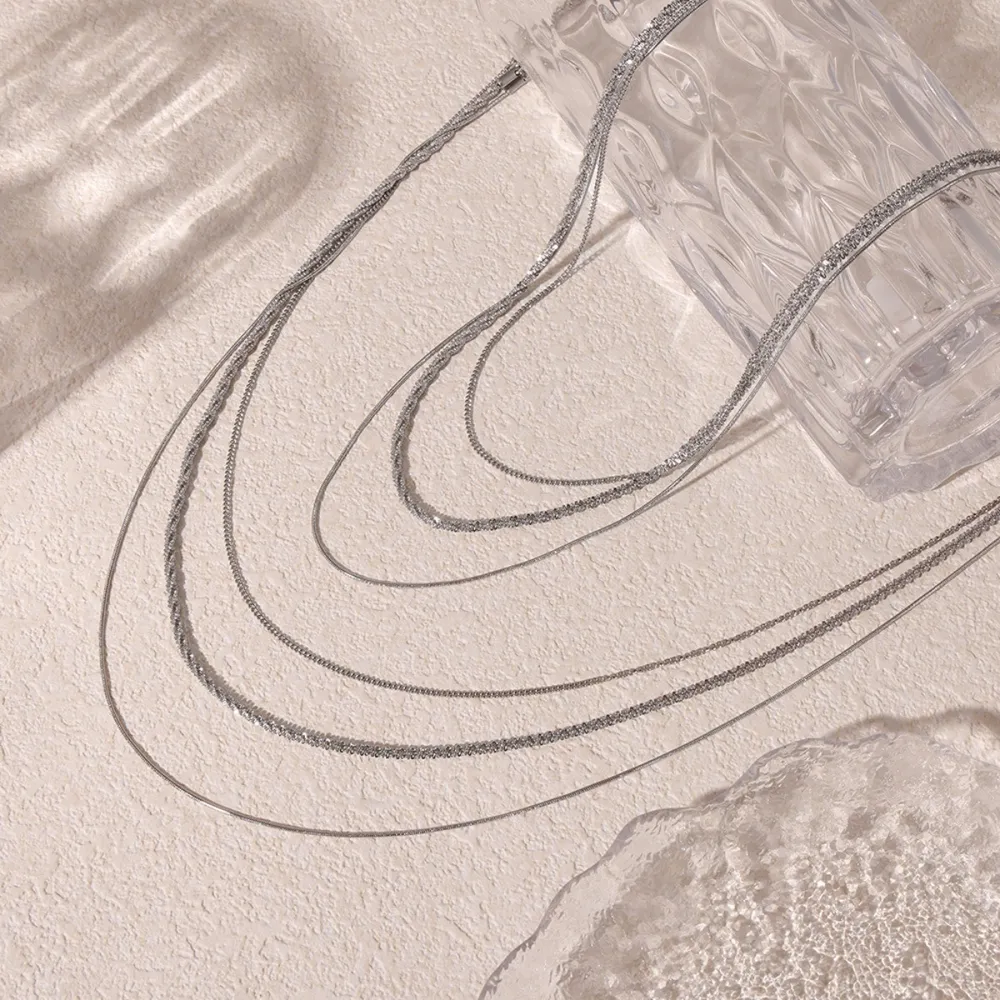 Titanium Steel Three-Layered Necklace, image 2