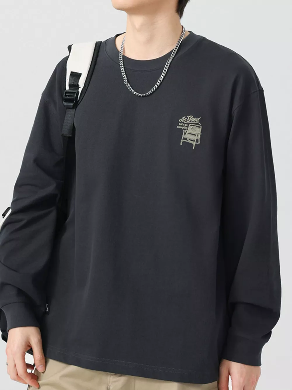 Men's Plus Size Round Neck Long Sleeve T-Shirt, image 2