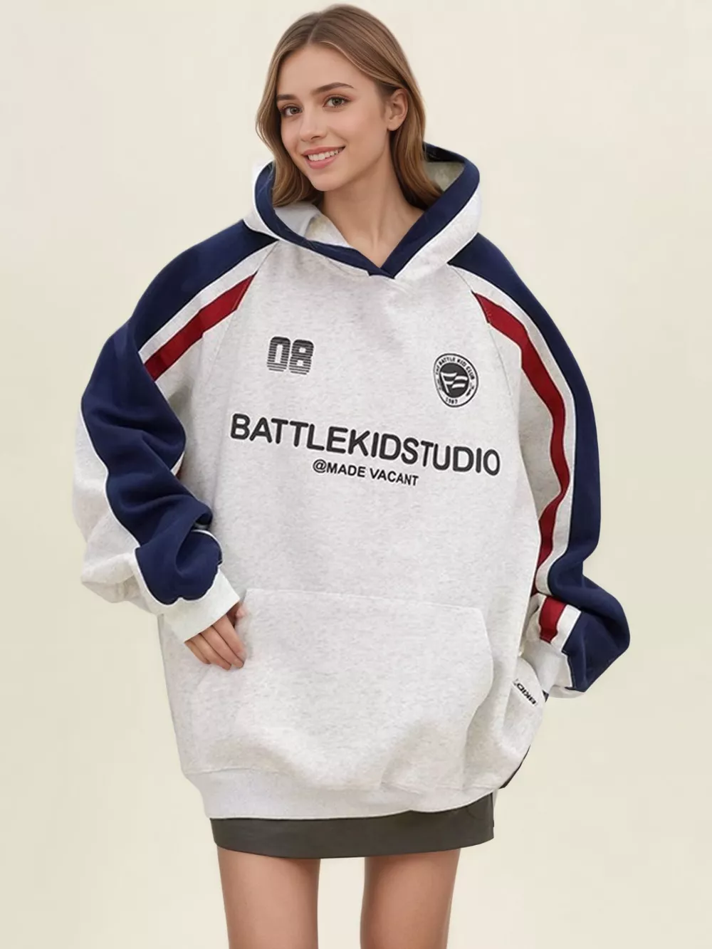 Oversized Raglan Sleeve Hoodie, image 2