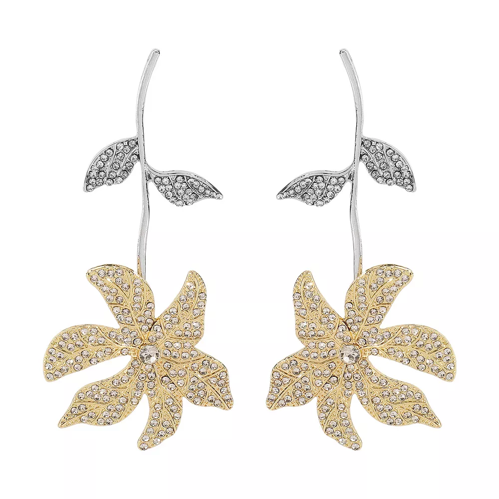 Rhinestone Flower Dangle Earrings