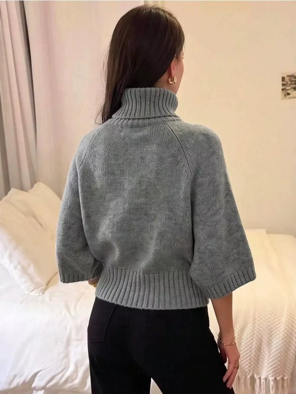Turtleneck Batwing Sleeve Sweater, image 6