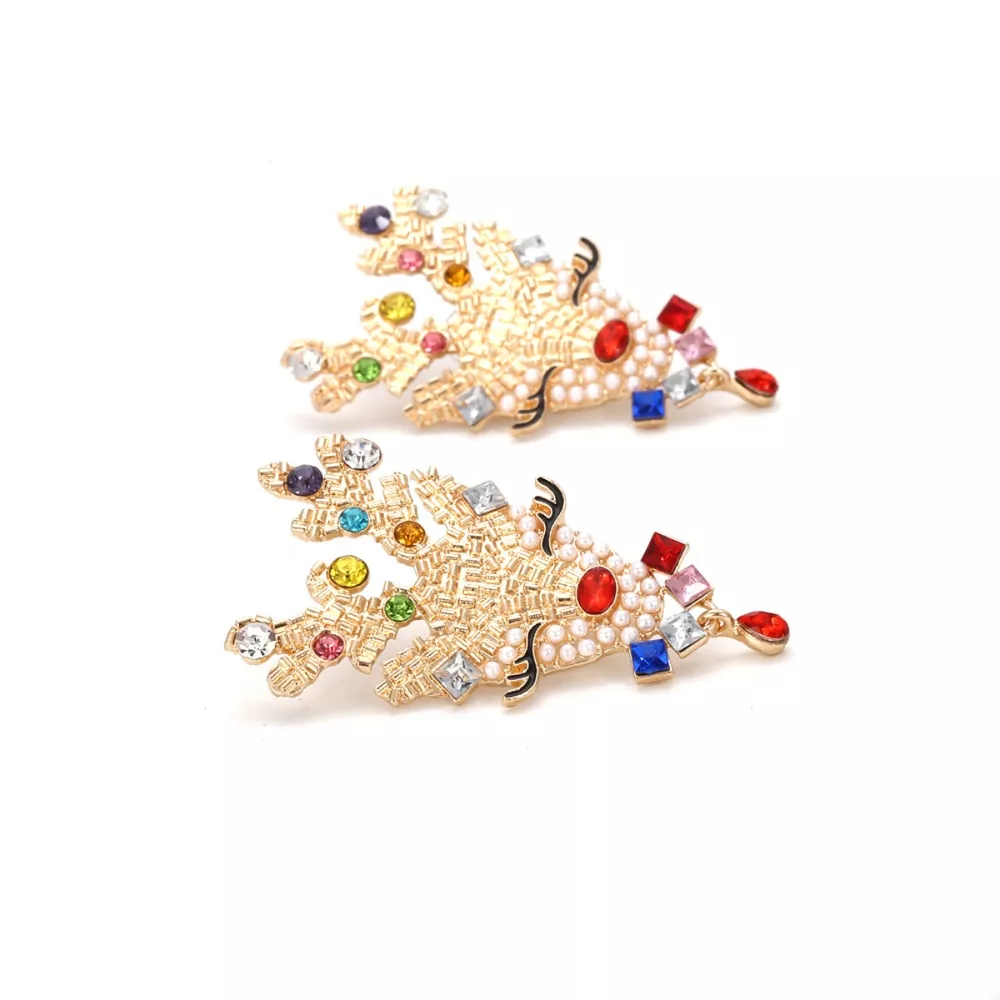 Christmas Reindeer Rhinestone Earrings, image 2