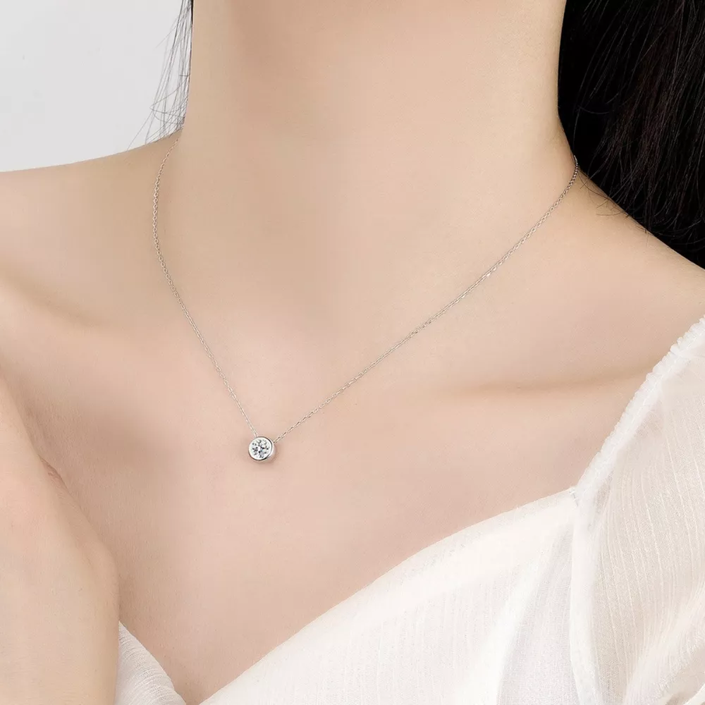 1 Carat Moissanite 925 Sterling Silver Pendant Necklace, image 5