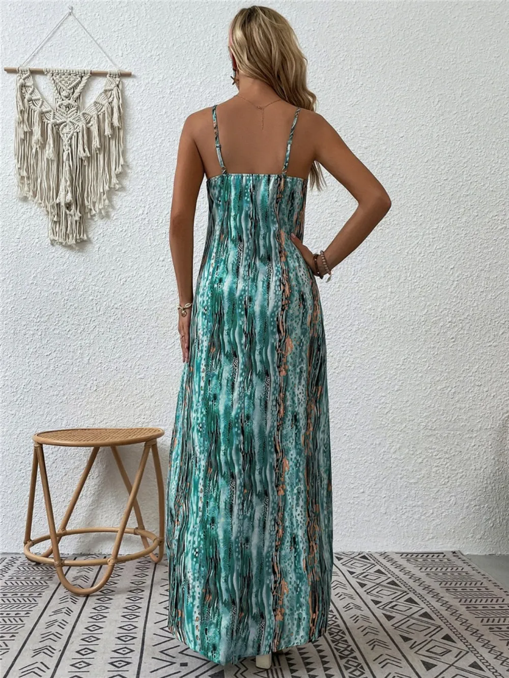 Full Size Printed Scoop Neck Maxi Cami Dress, image 6