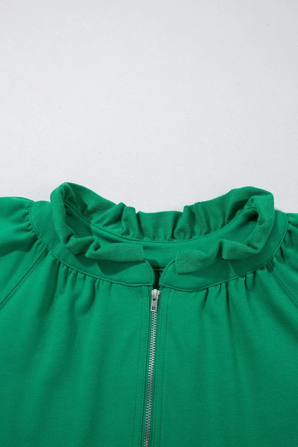 Frill Zip Front Puff Sleeve Top and Skort Set, image 3