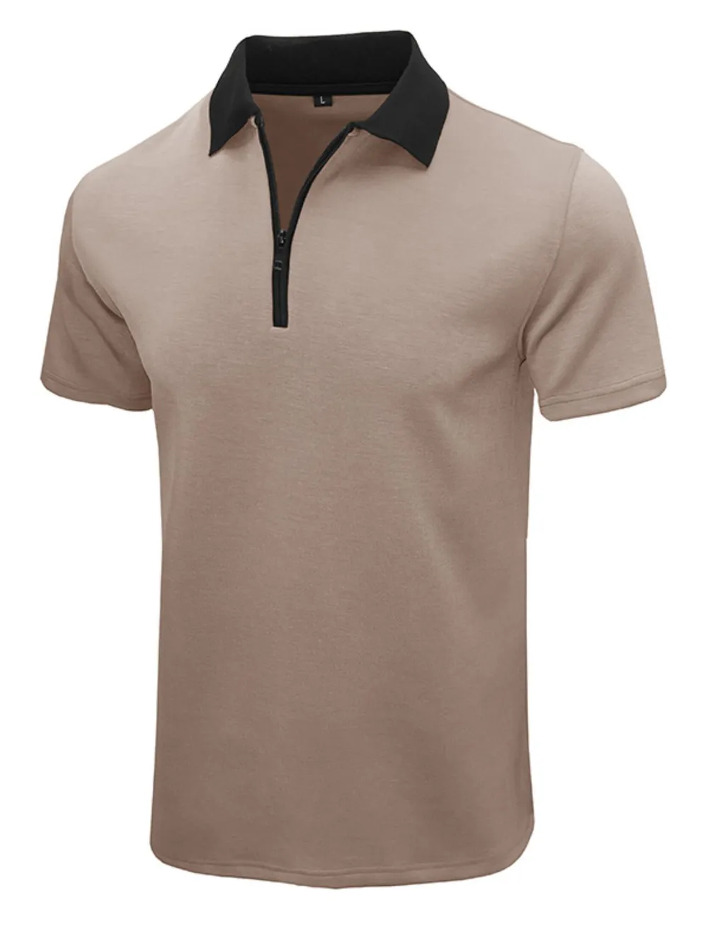 Men's Contrast Collar Quarter-Zip Polo Shirt, image 5