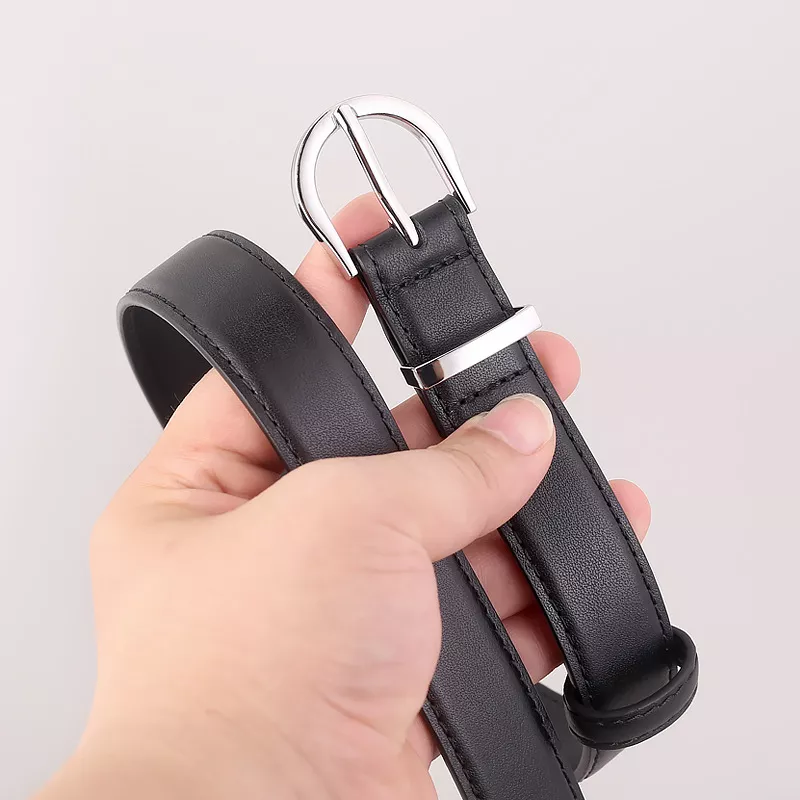 Silver Buckle Leather Belt, image 2