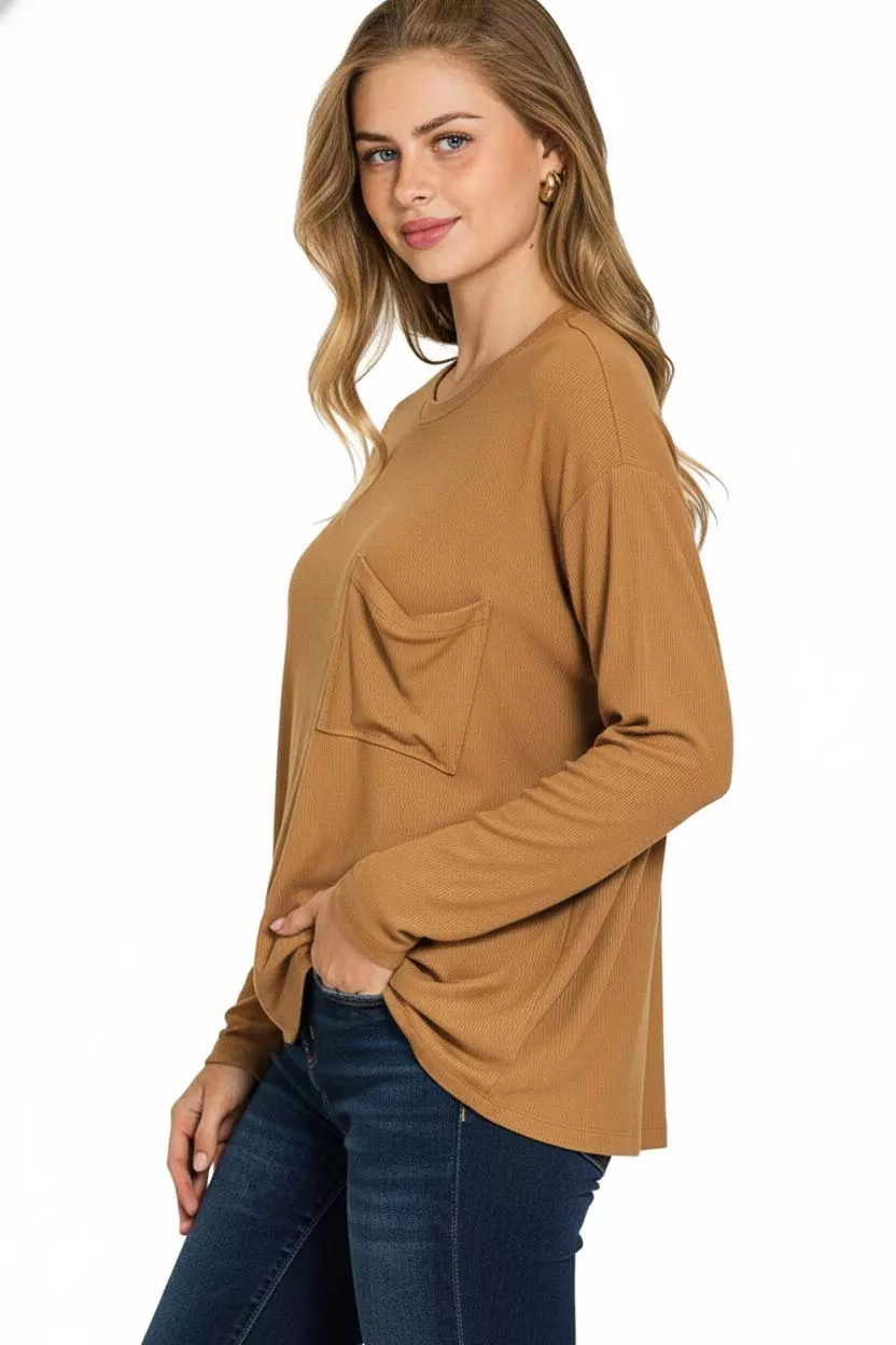 Ribbed Rayon Span Dolman Sleeve Top, image 3
