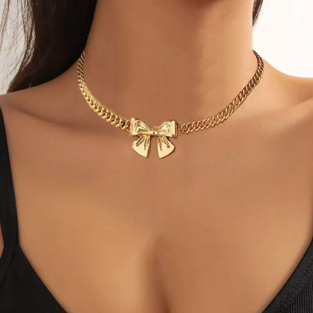 18K Gold-Plated Bowknot Chain Necklace, image 2