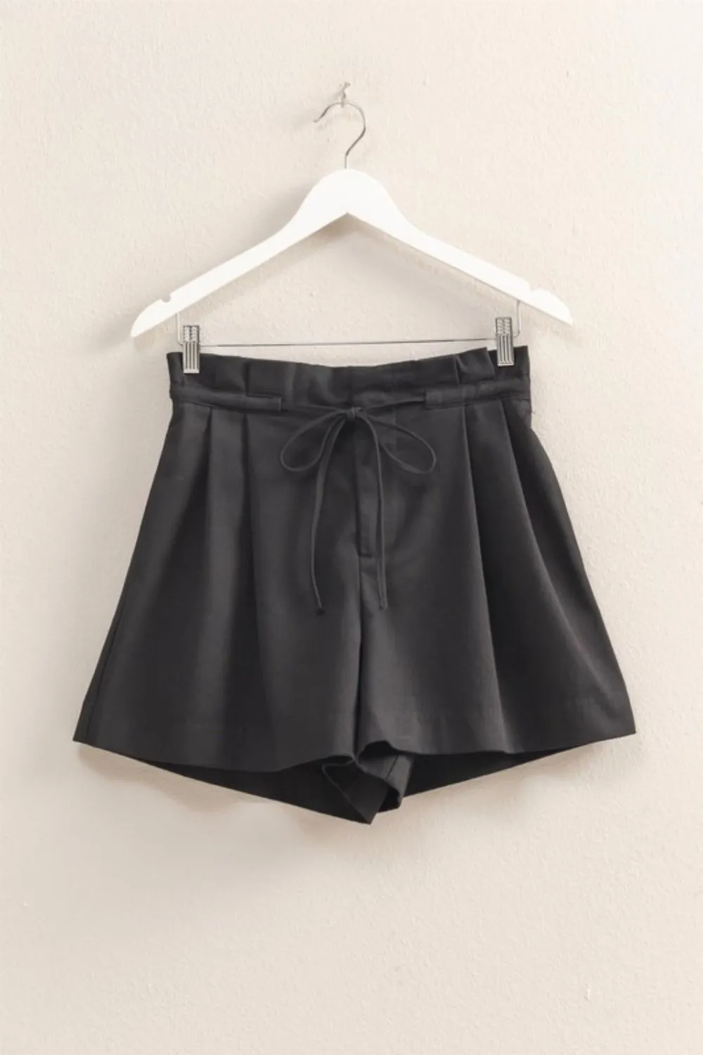 High-Waisted Washed Twill Paperbag Shorts