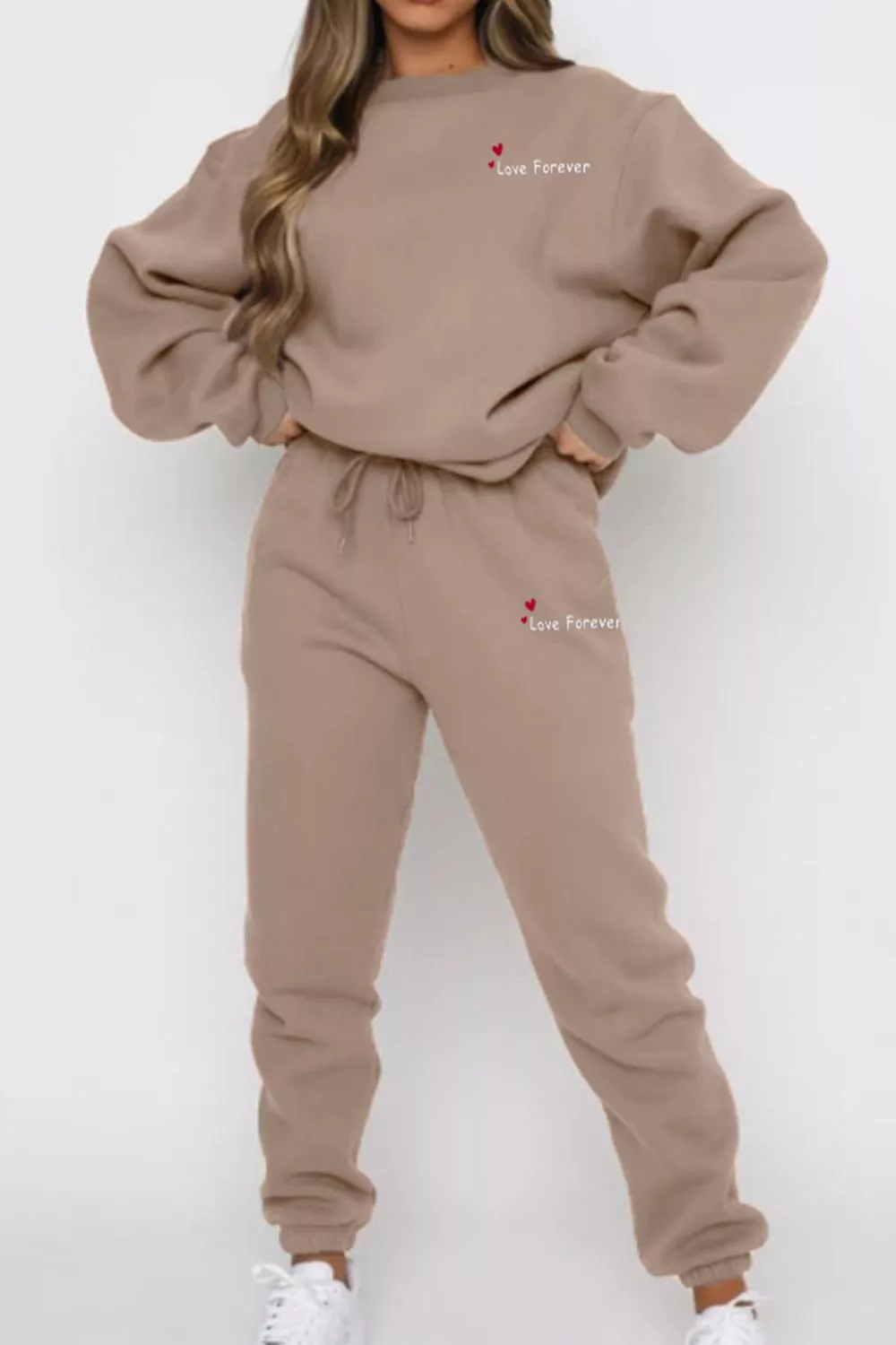Round Neck Sweatshirt and Joggers Set, image 5