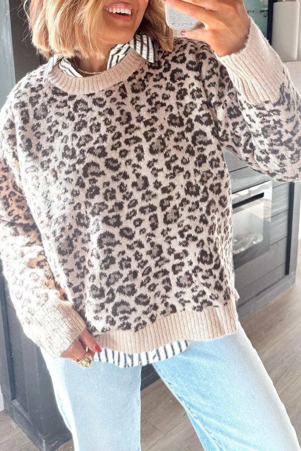 Leopard Crew Neck Sweater, image 3