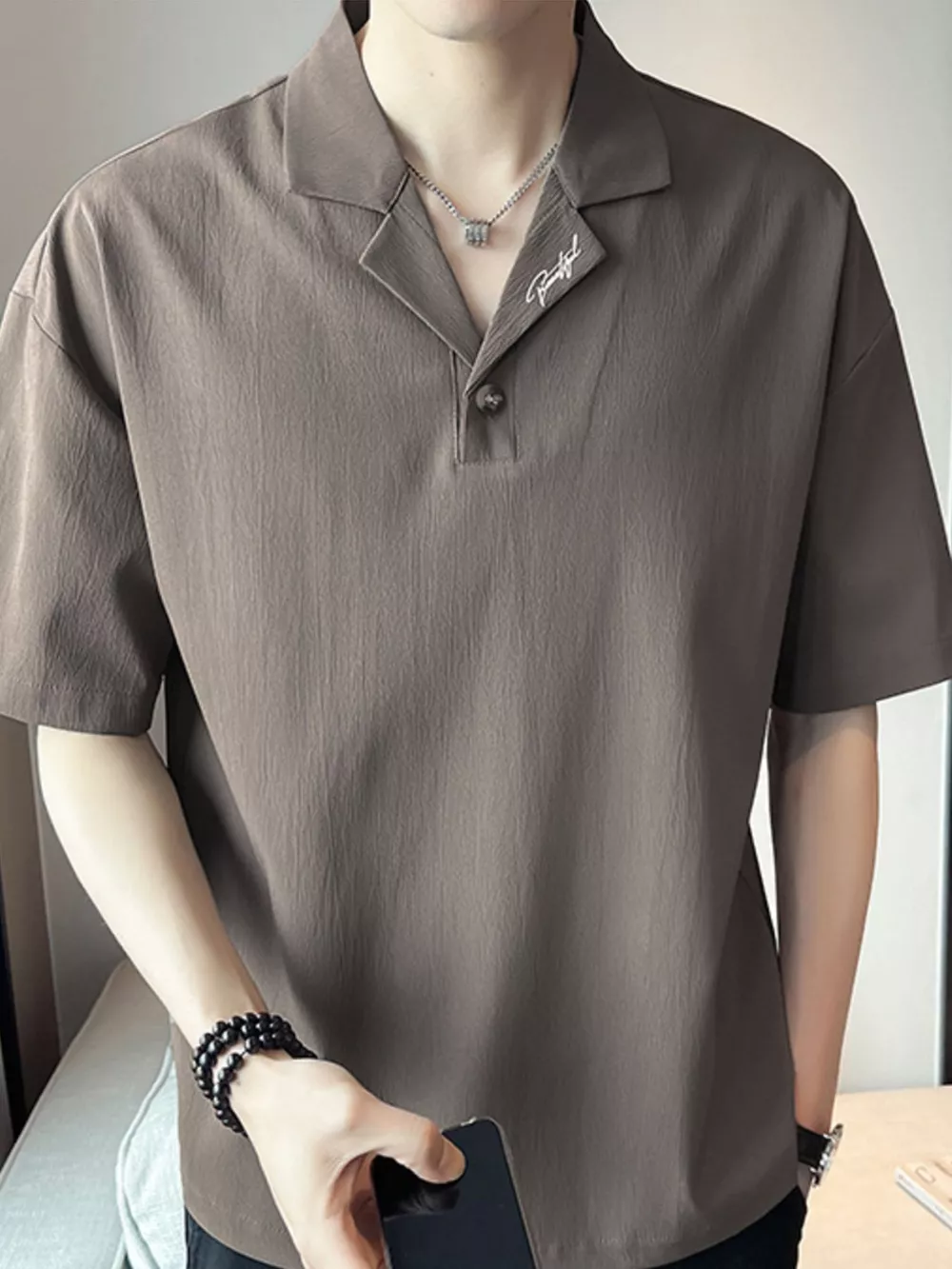 Men's Plus Size Short Sleeve Polo Shirt with Embroidered Detail, image 5
