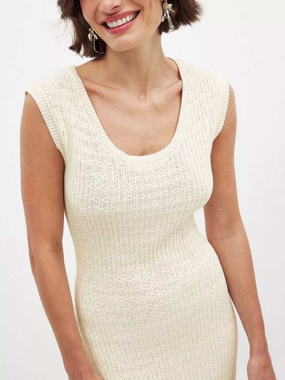 Side Slit Sleeveless Midi Knit Dress, image 2