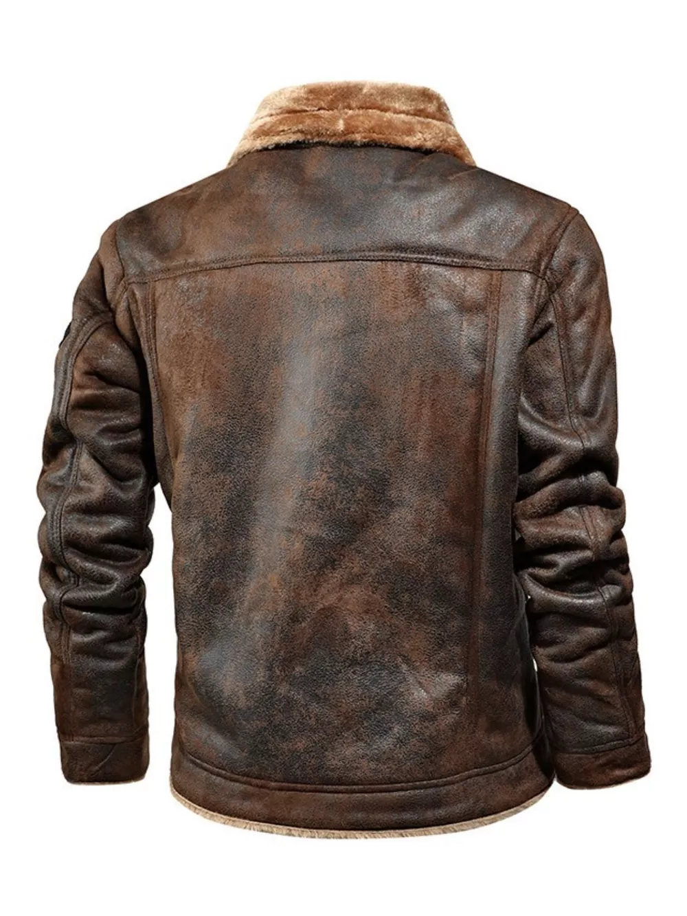 Men's Plus Size Shearling Lined Zip Up Jacket, image 3
