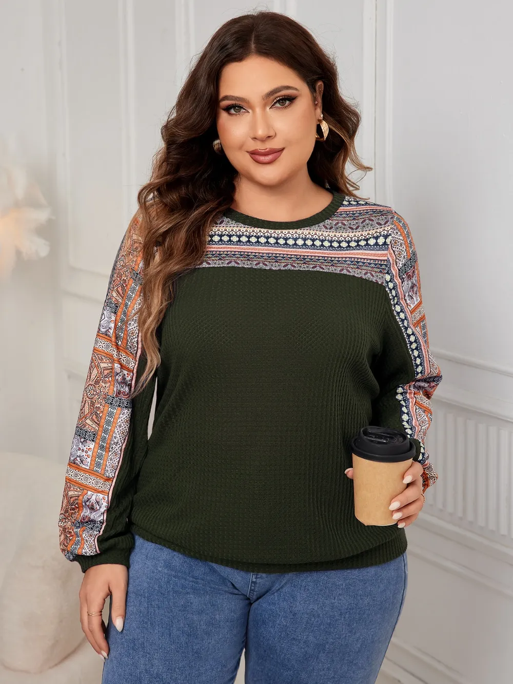 Plus Size Printed Long Sleeve Sweatshirt, image 6