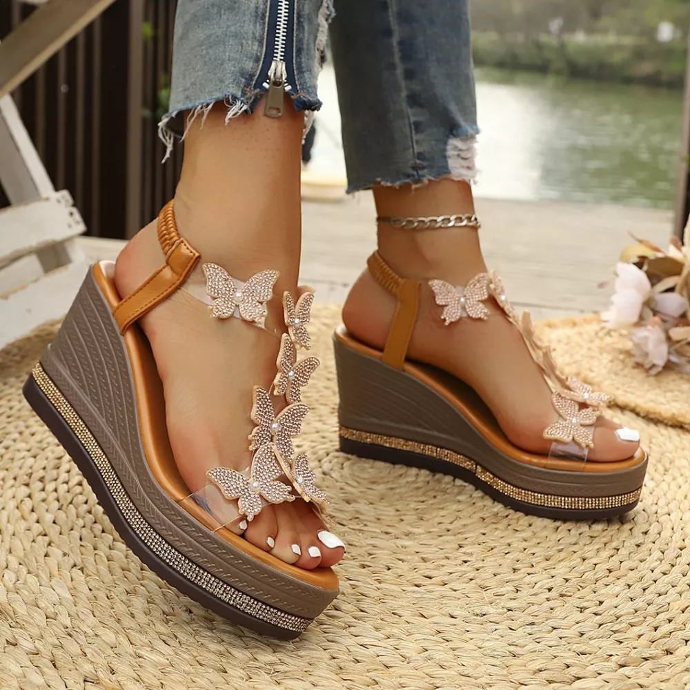 Butterfly Embellished Wedge Sandals, image 3