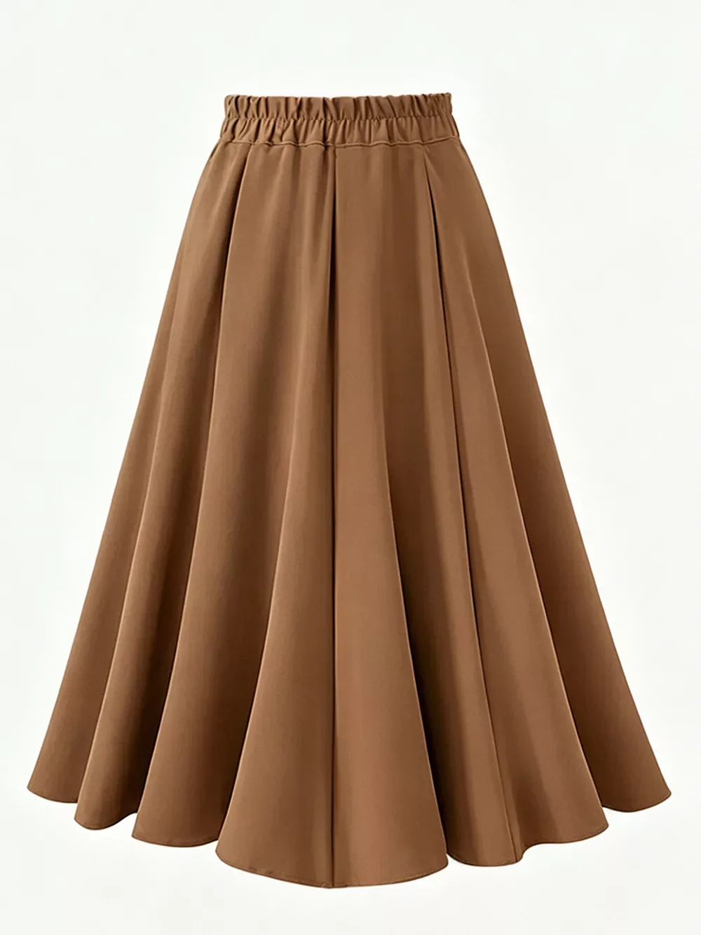 A-Line Midi Skirt with Elastic Waistband, image 10