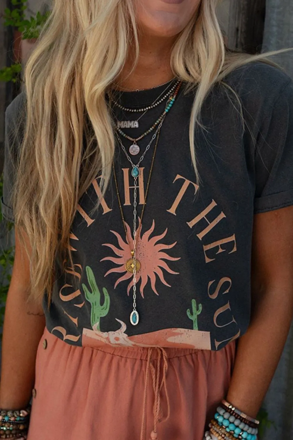 RISE WITH THE SUN Graphic Round Neck Short Sleeve T-Shirt, image 4