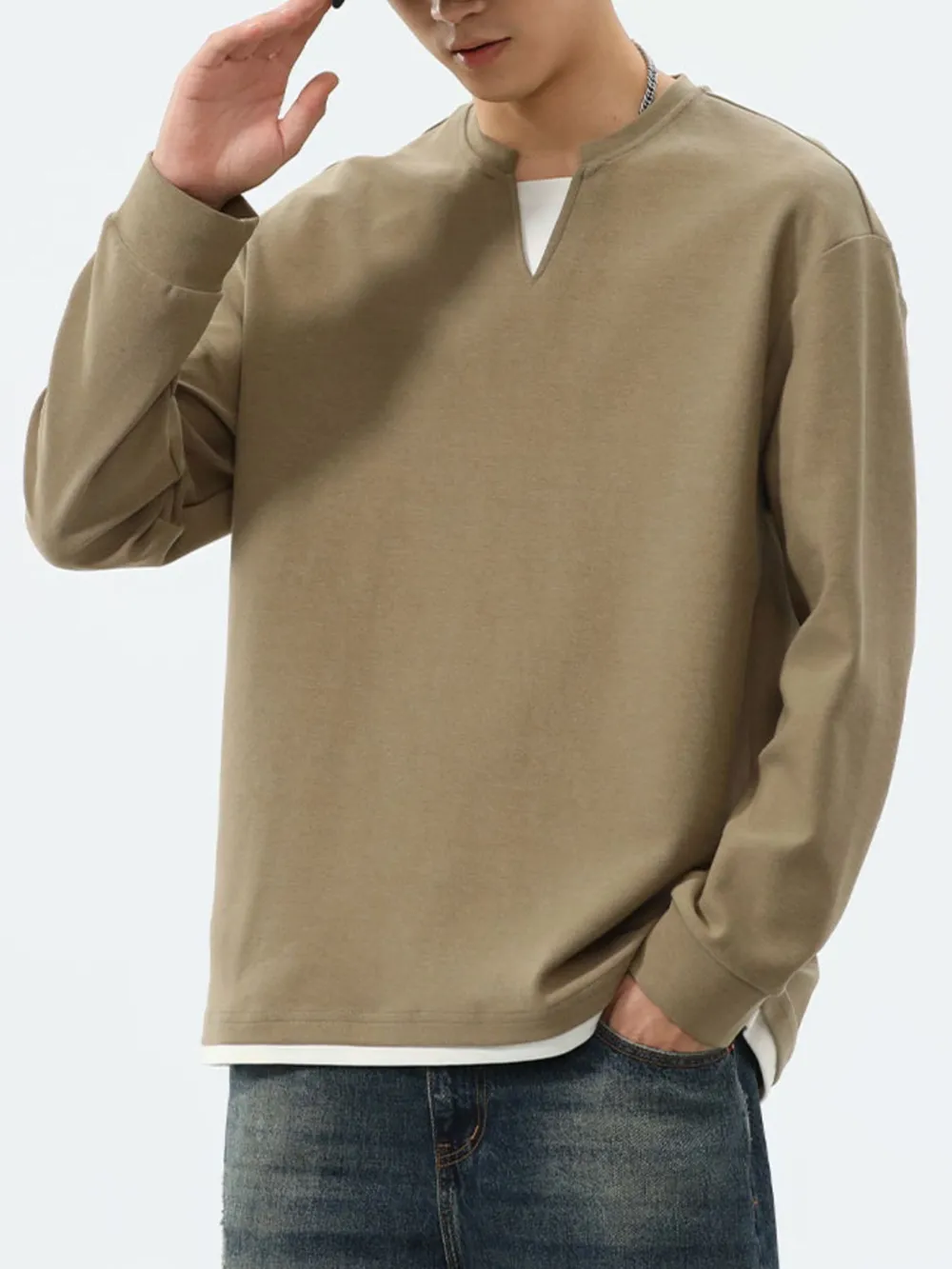 Men's Plus Size Drop Shoulder Long Sleeve Sweatshirt, image 4