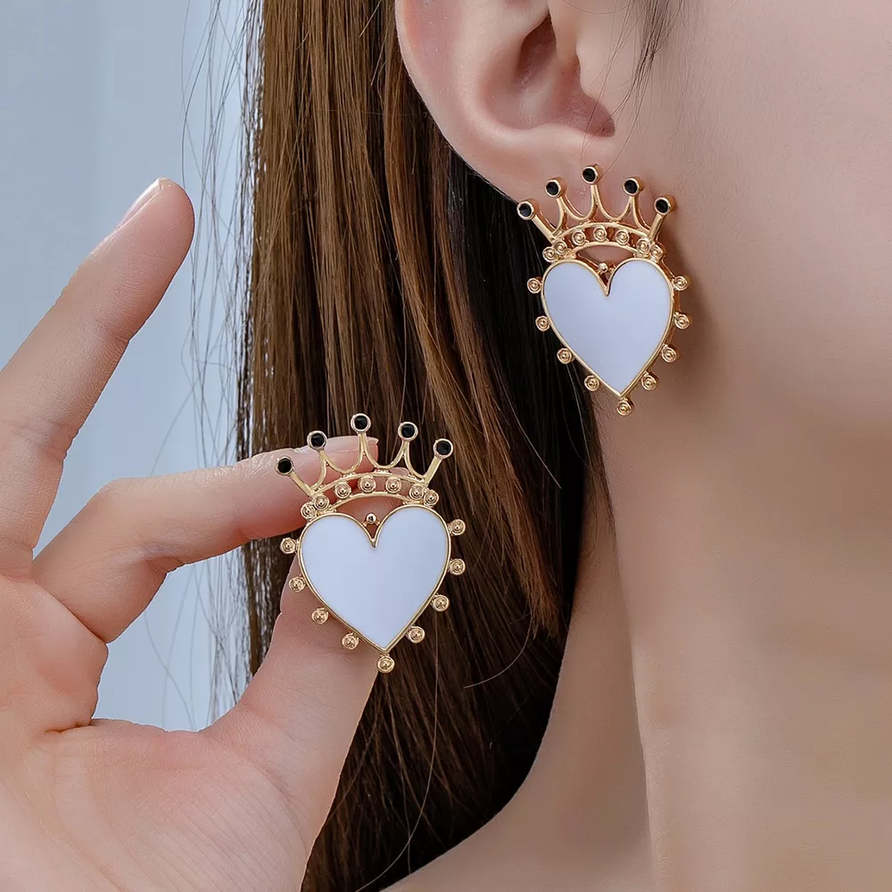 Crown Heart Stud Earrings, image 6