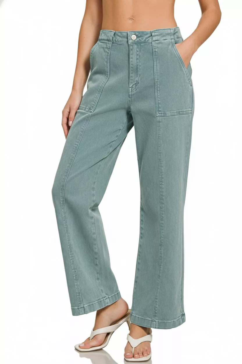 Straight Leg Utility Pocket Jeans, image 2