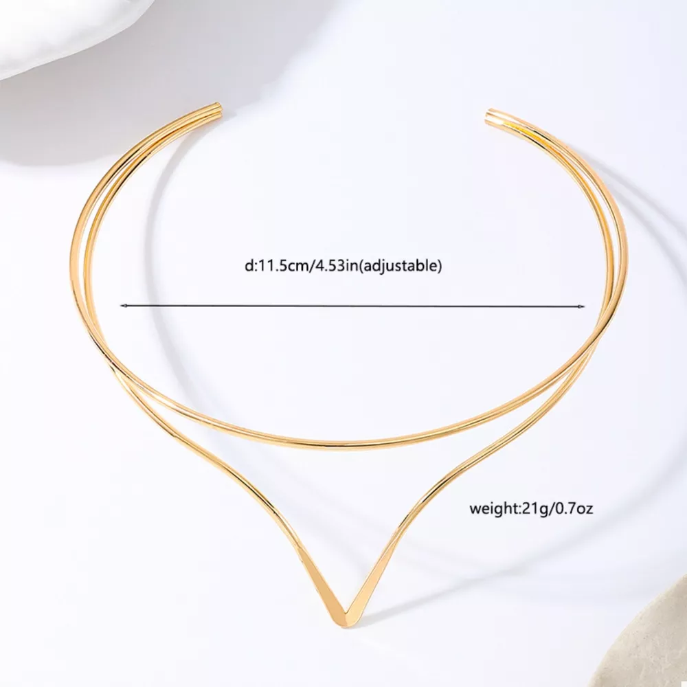 Double Layer V-Shaped Choker Necklace, image 2