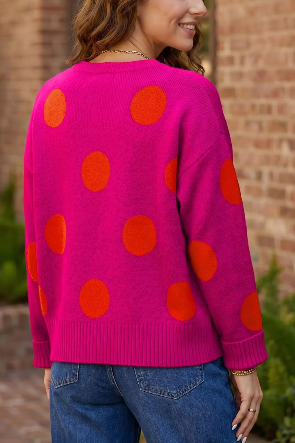 Polka Dot Round Neck Sweater, image 5