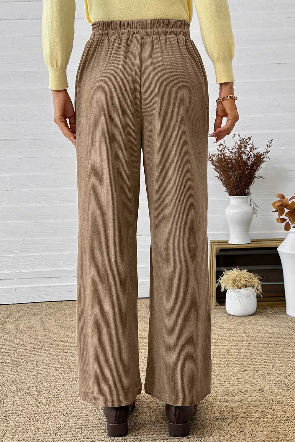 Corduroy Wide-Leg Drawstring Pants, image 7