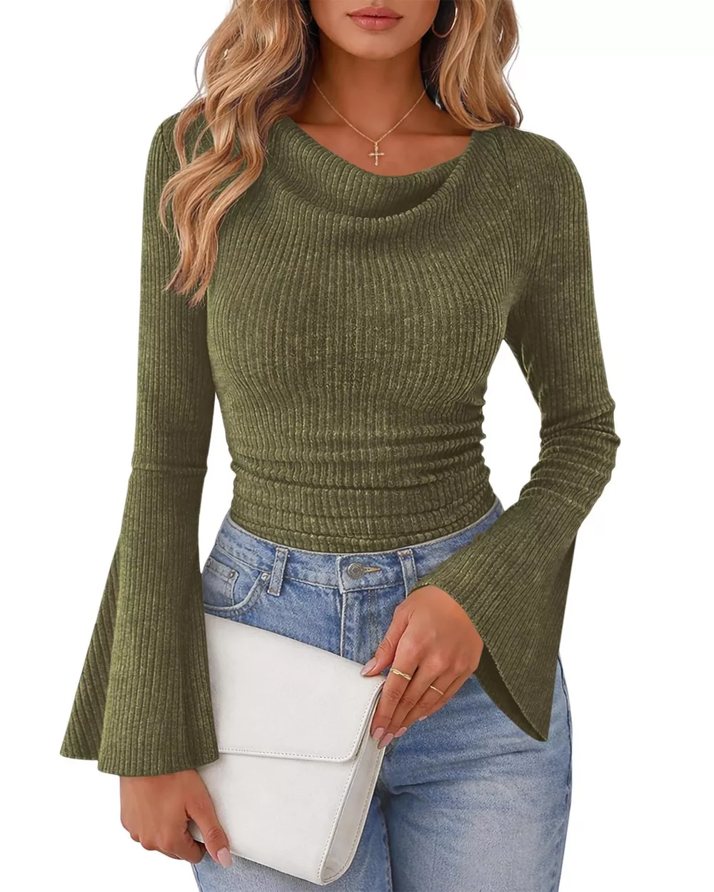 Ribbed Bell Sleeve T-Shirt, image 11