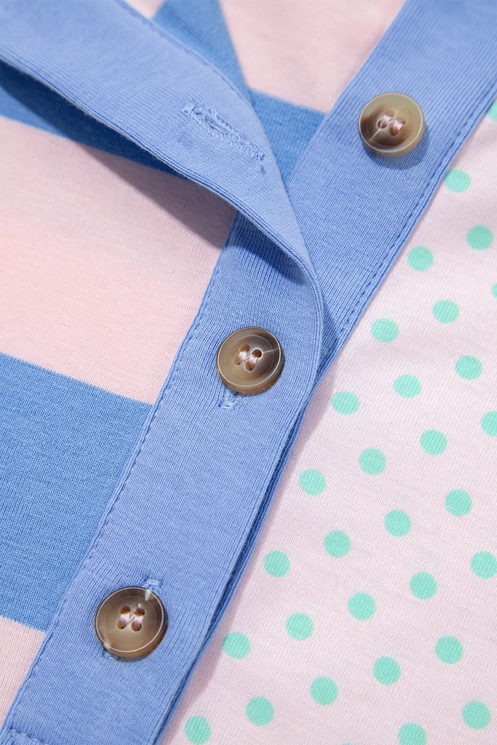 Striped Polka Dot Patchwork Polo Collar Long Sleeve Top, image 9