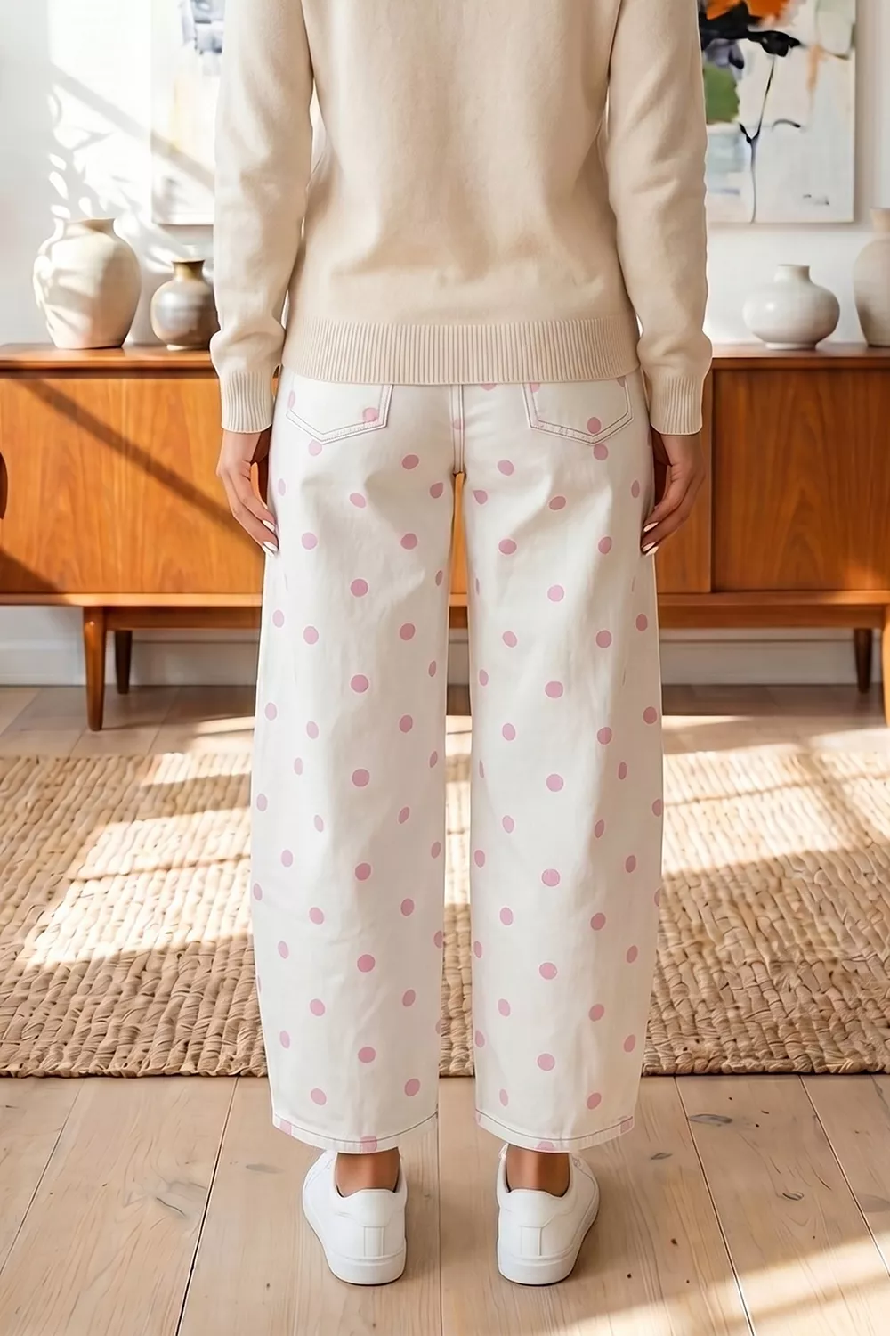 Polka Dot Wide-Leg Jeans, image 2