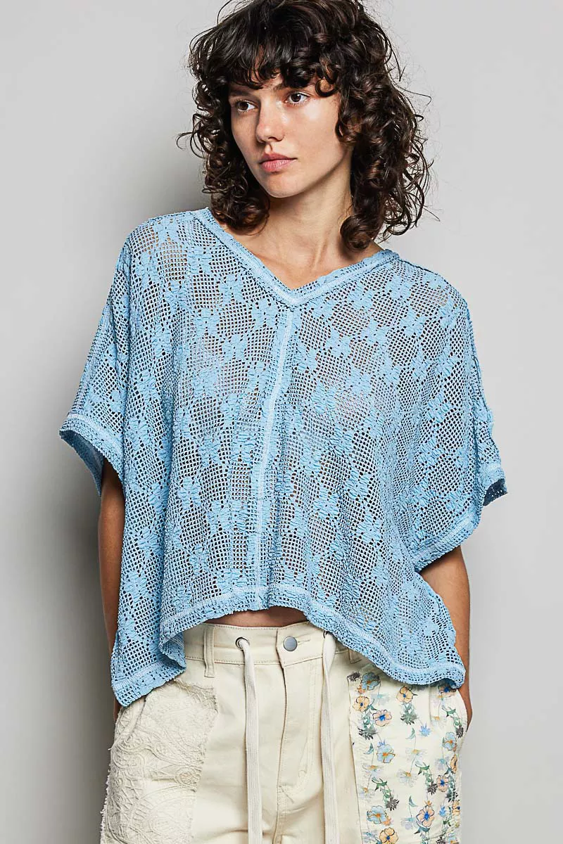 Crochet Lace Short Sleeve Top