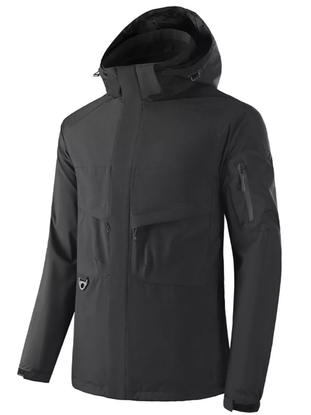 Men's Plus Size Zip Up Long Sleeve Hooded Jacket, image 7