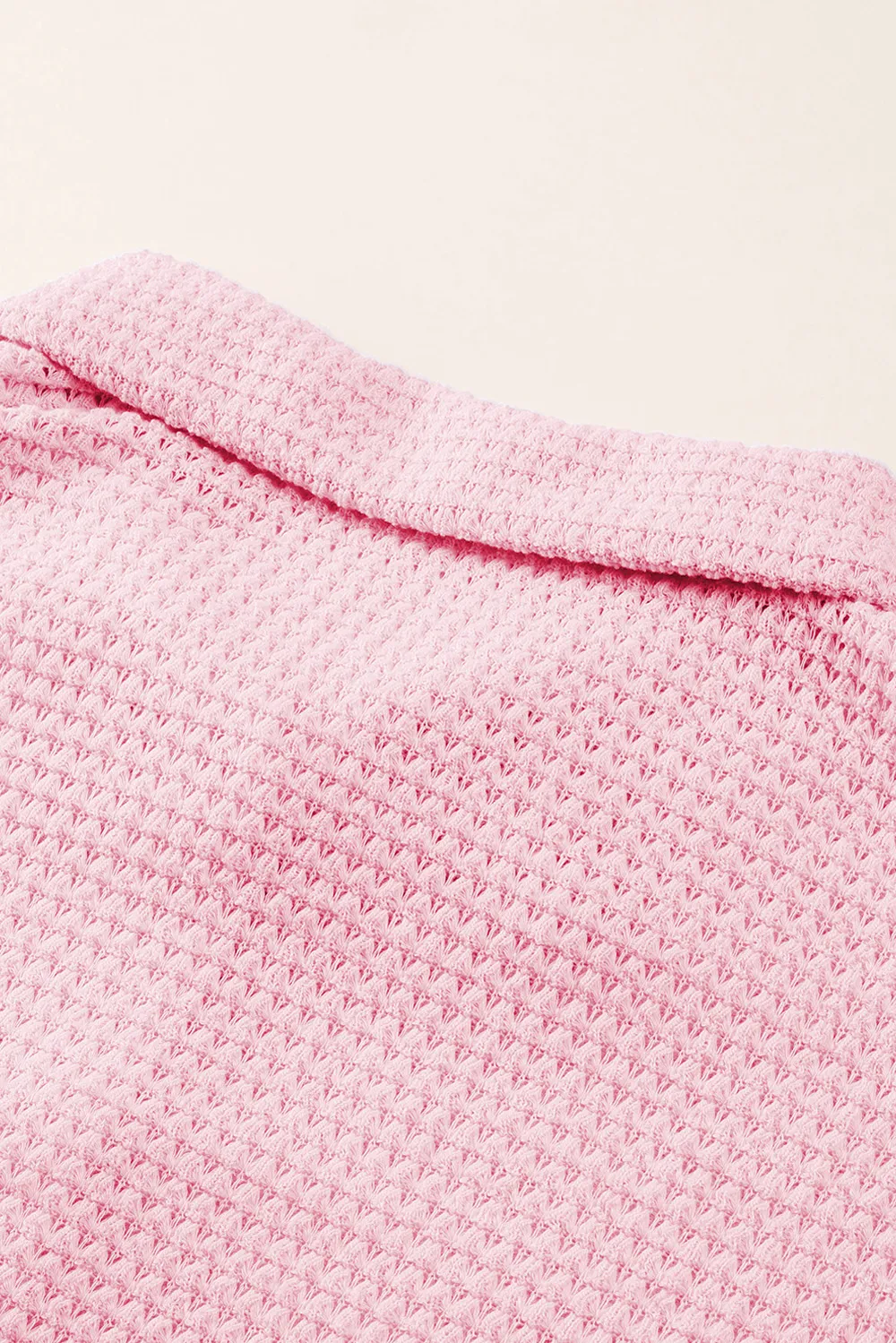 Waffle-Knit Collared Neck Long Sleeve Shirt, image 11