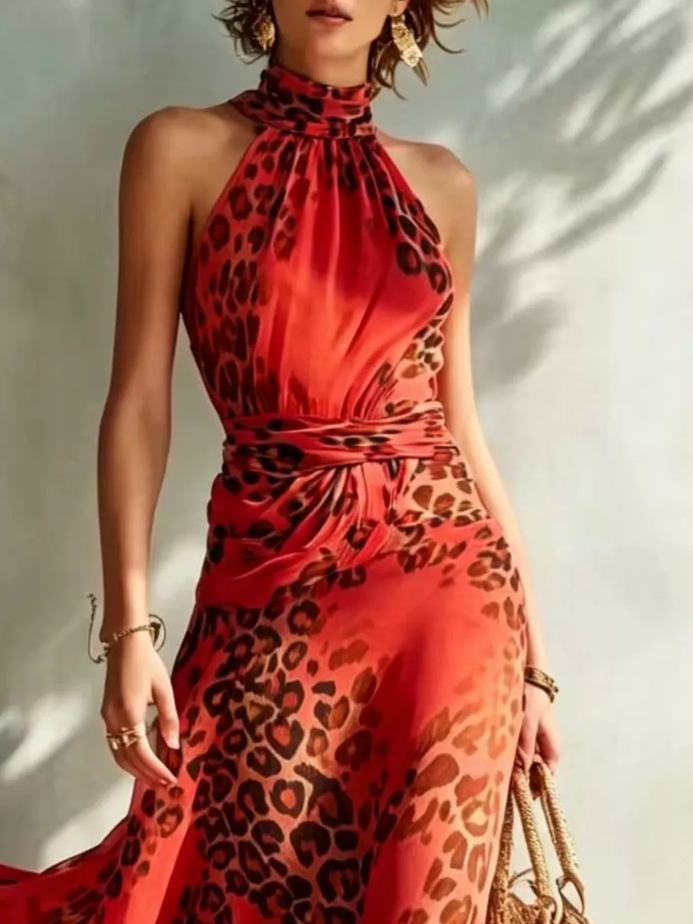Leopard Print Sleeveless Maxi Dress, image 6