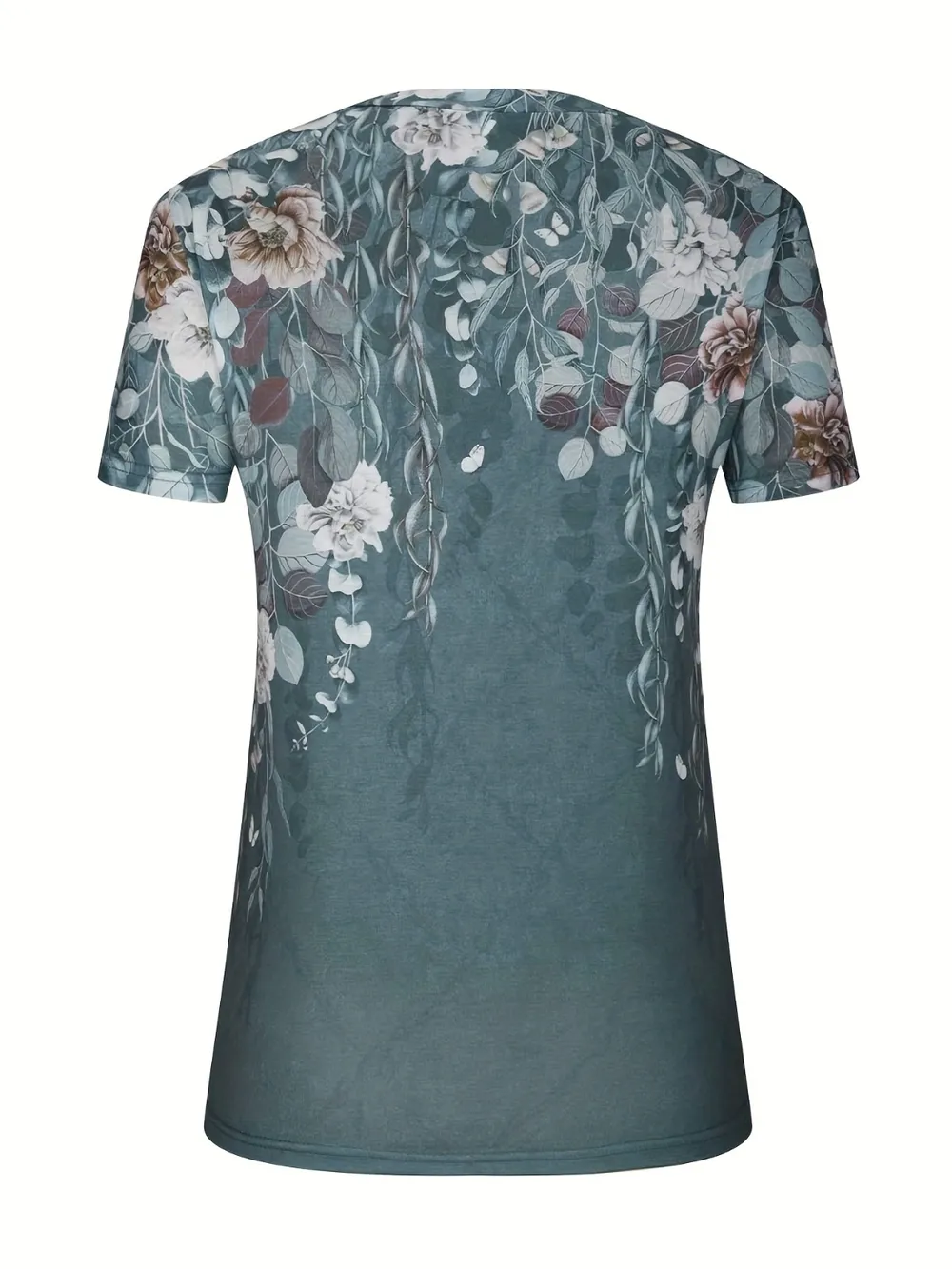 Full Size Printed Notched Short Sleeve Blouse, image 30