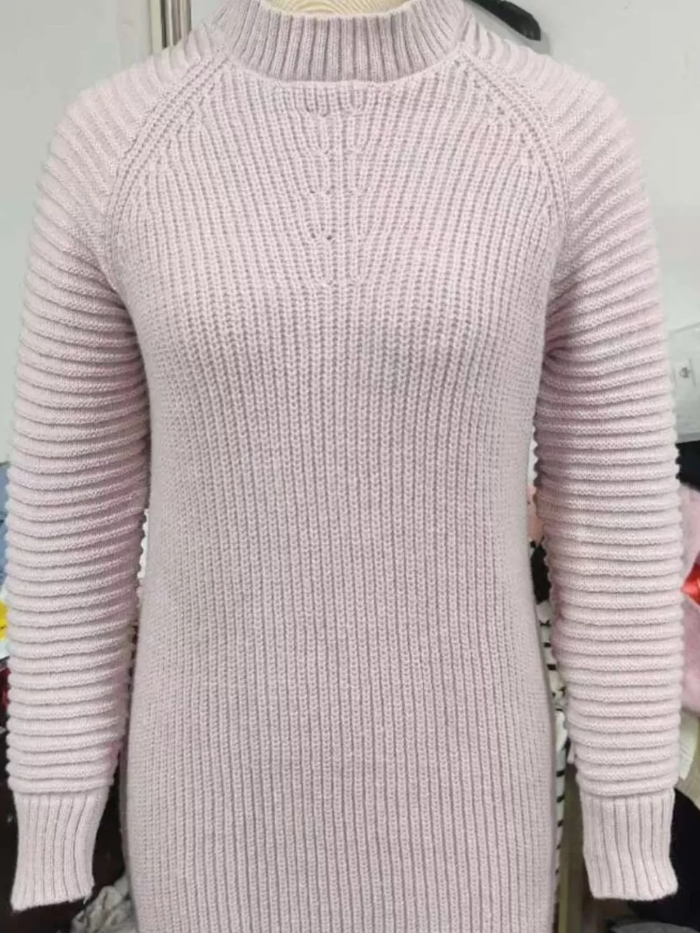 Full Size Turtleneck Raglan Sleeve Sweater Dress Plus Size, image 3