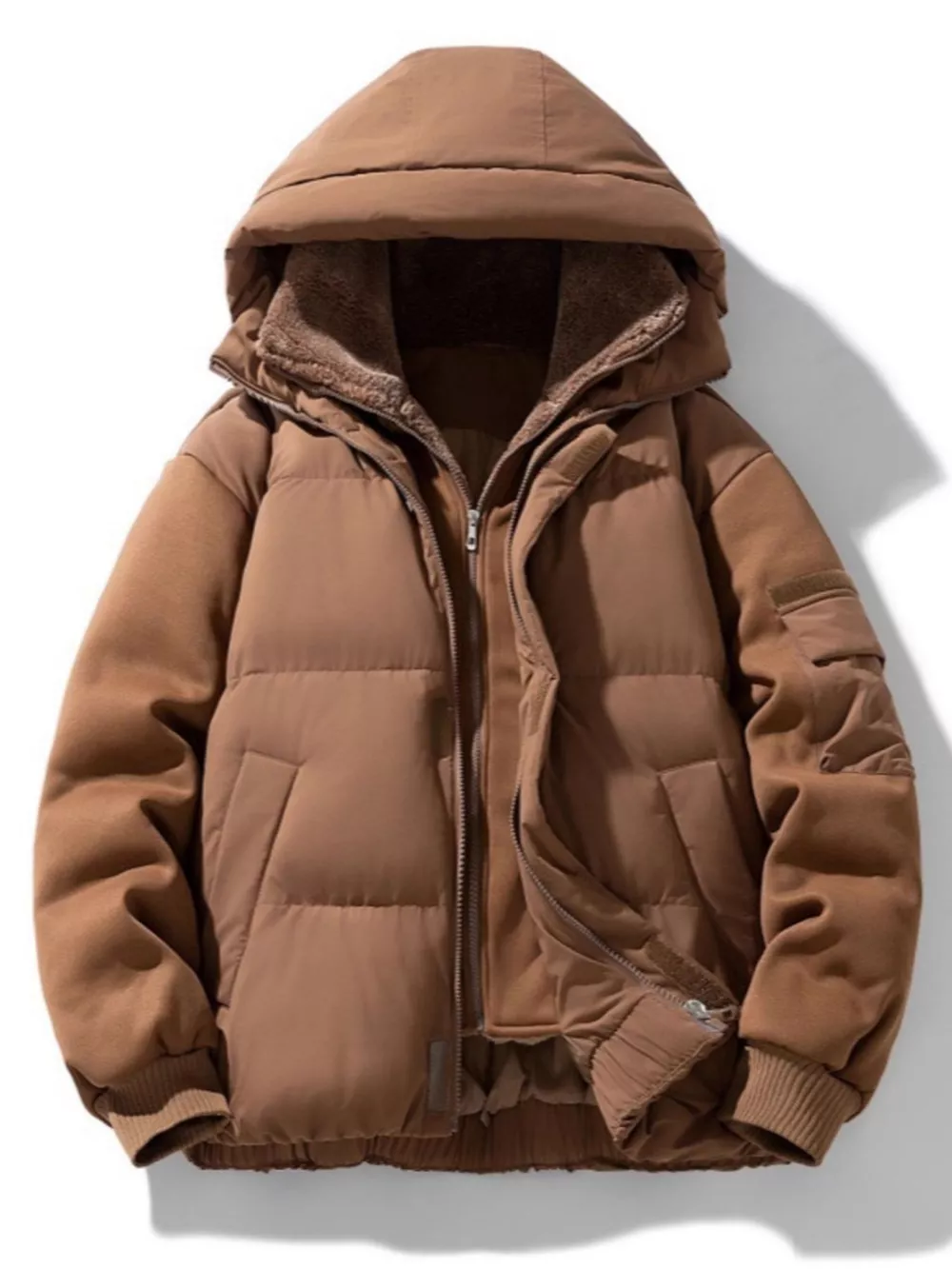 Men's Plus Size Warm Hooded Padded Puffer Jacket, image 4