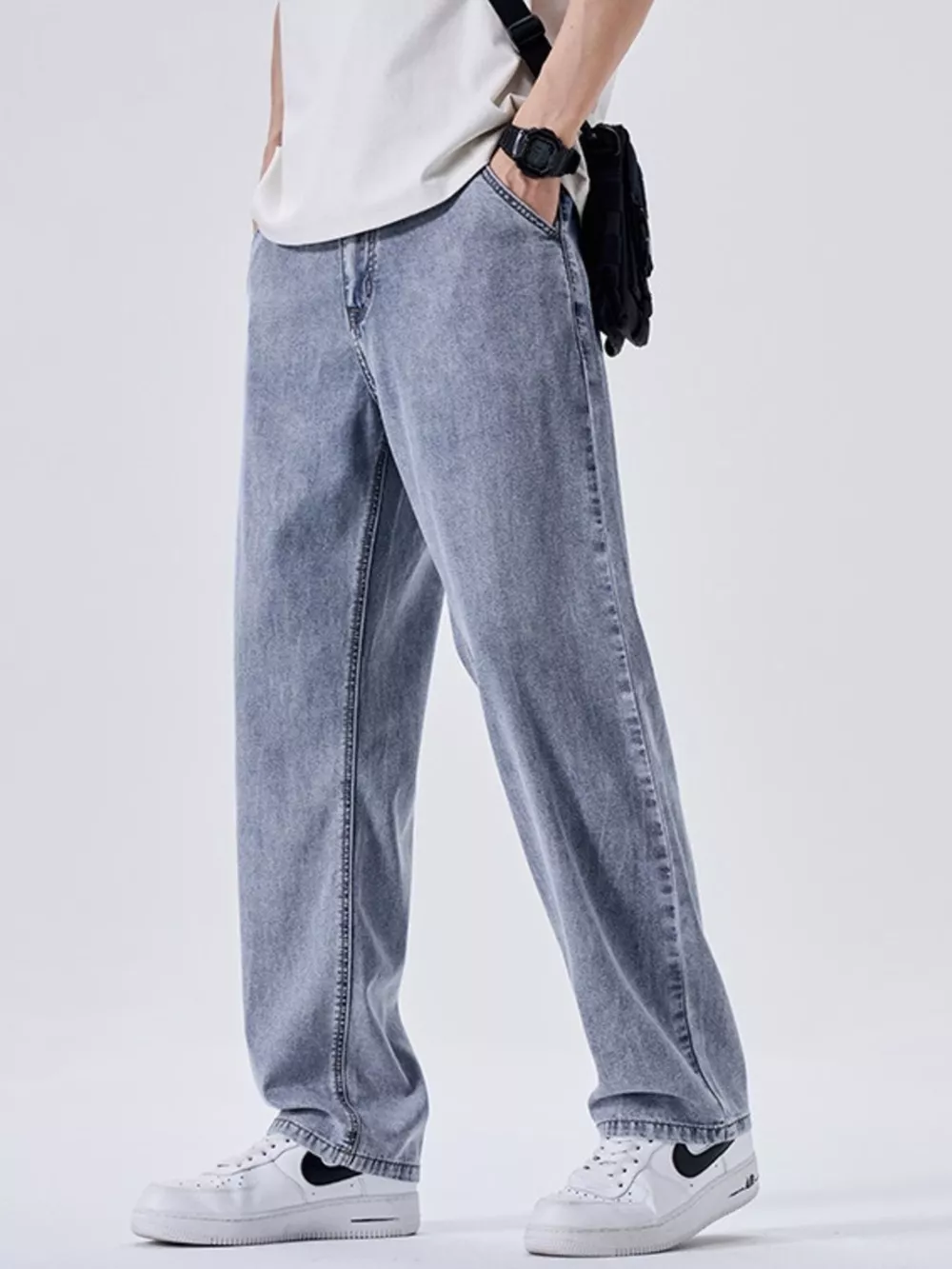 Men's Wash Wide Leg Jeans