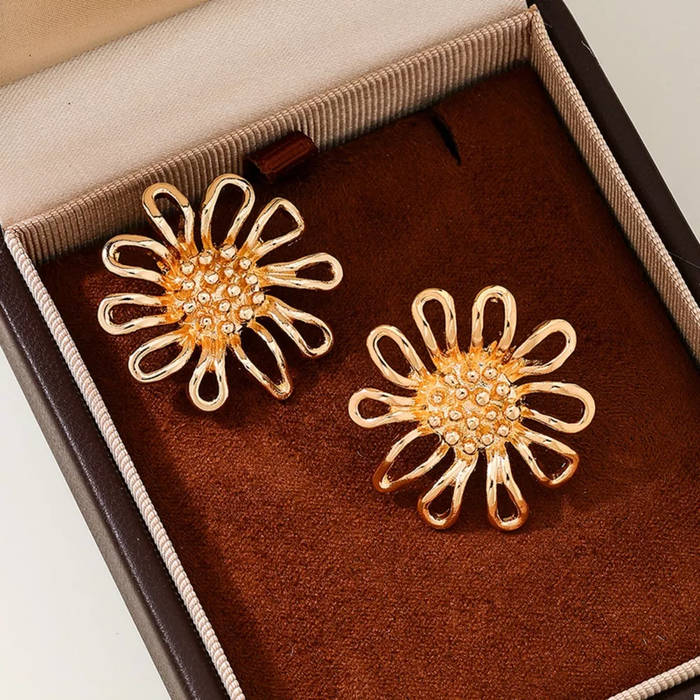 18K Gold-Plated Flower Stud Earrings, image 3