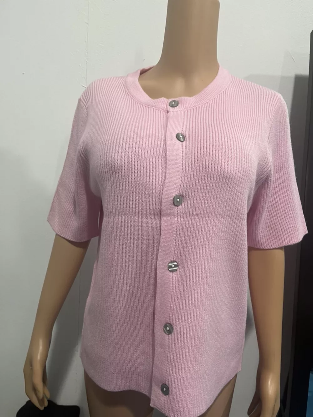 Short Sleeve Button-Down Cardigan, image 3