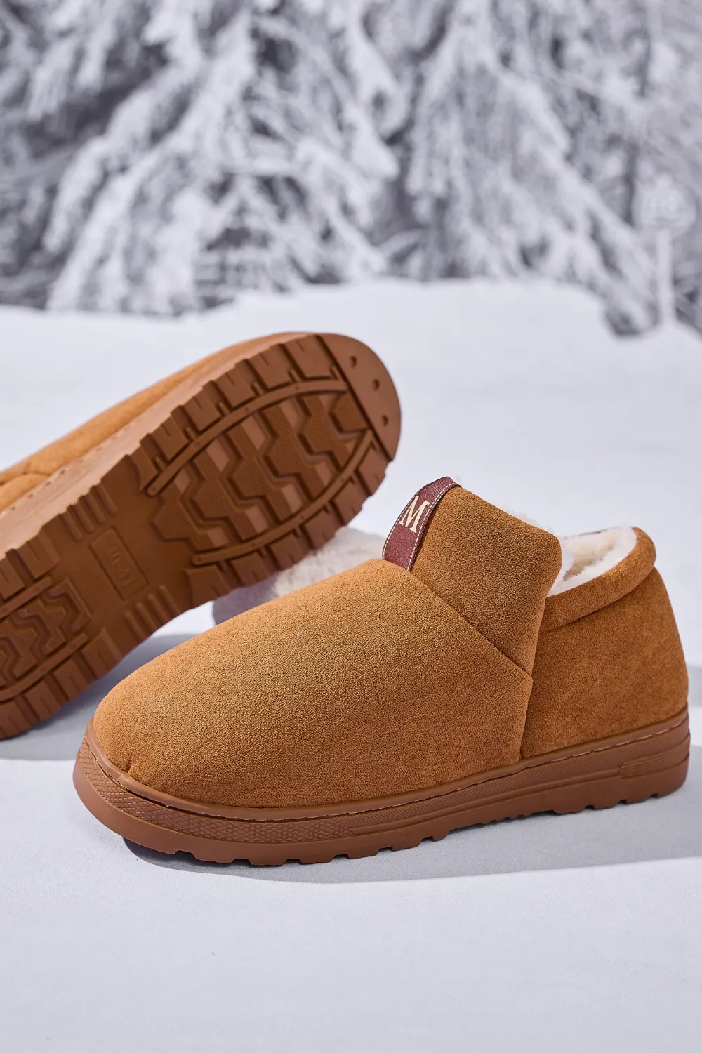 Letter M Suede Round Toe Slippers, image 8