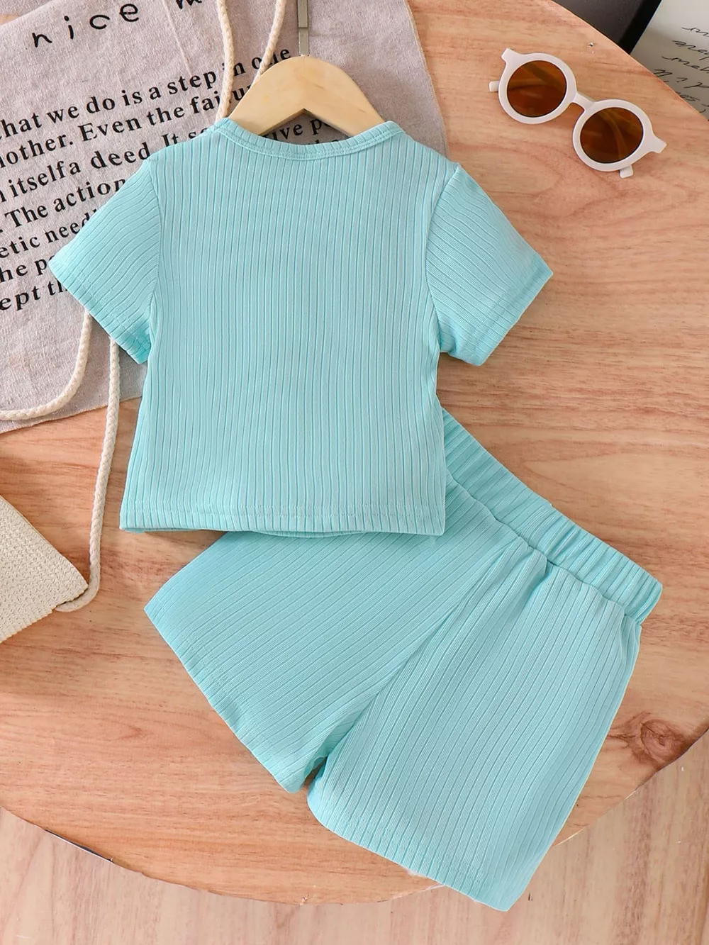 Children's Ribbed Knit Flower Top and Shorts Set, image 6