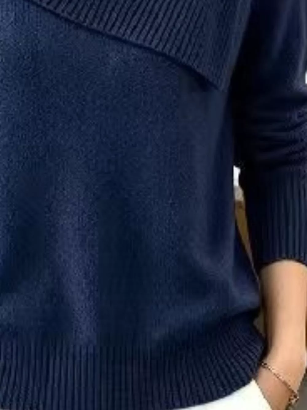Full Size Asymmetric Ribbed Collar Sweater Plus Size, image 24