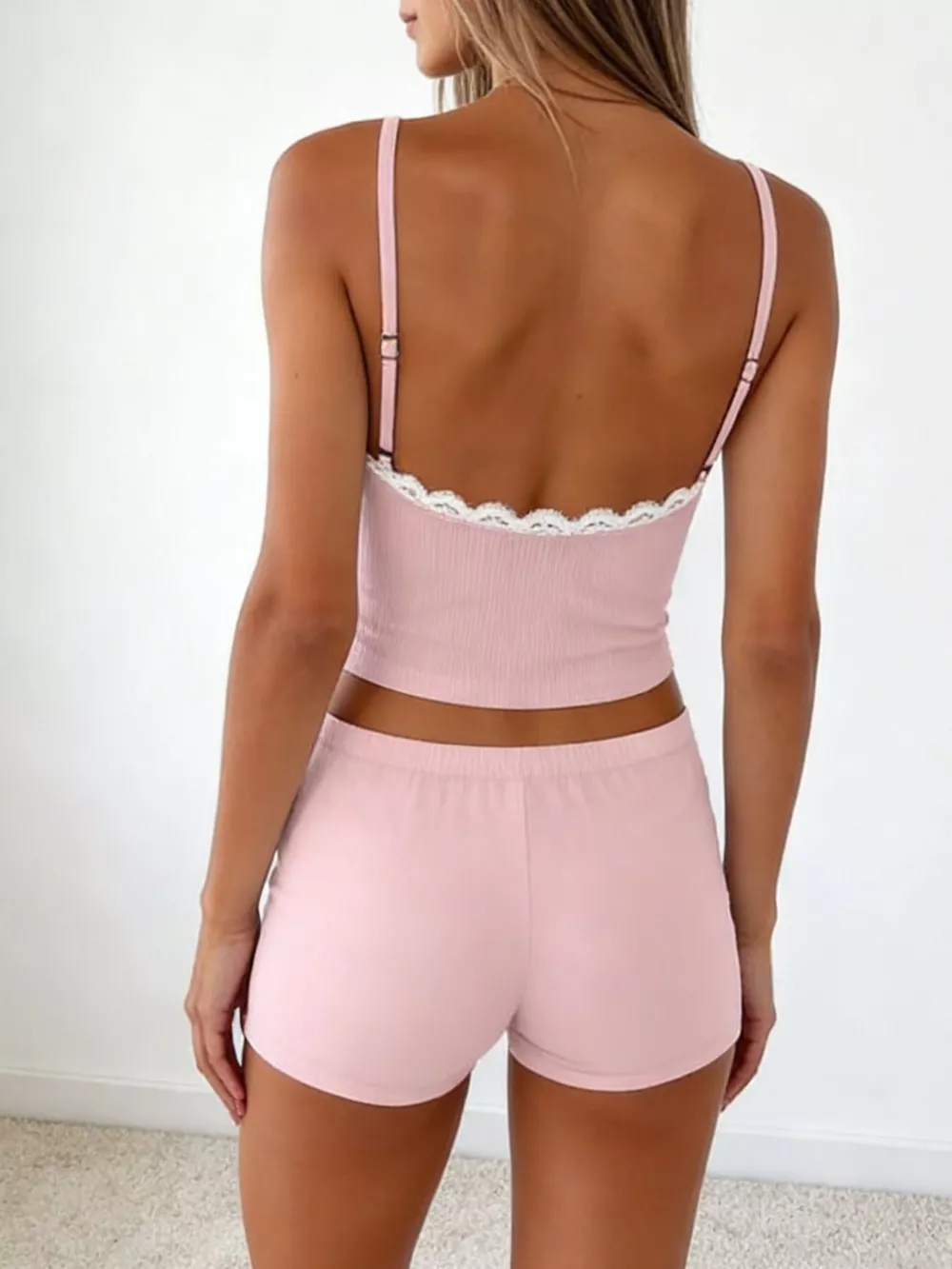 Contrast Trim Cami and Shorts Set, image 5